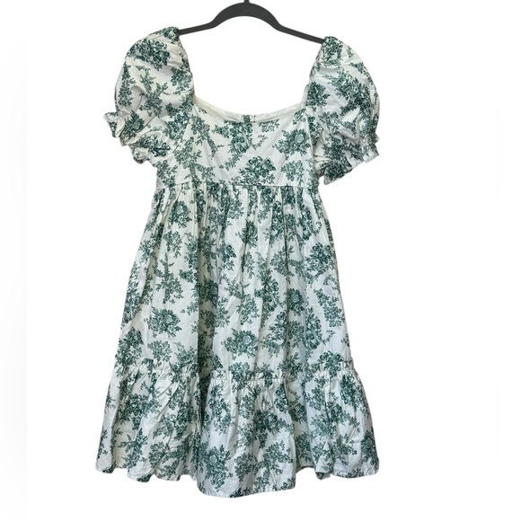 Janie & Jack Green Toile Puff Sleeve Dress size 12 - Picture 6 of 8